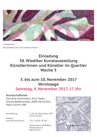 Einladung Künstler im Quartier Wiedikon Cornelia Aschmann